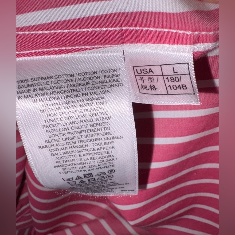 Brooks Brothers Regent 100% Cotton Men’s size L Striped Pink White - Picture 5 of 6